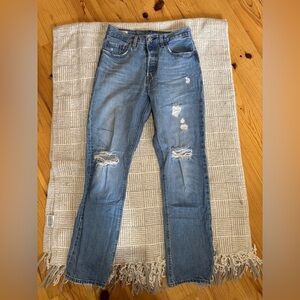 Levi's Women's Light Blue Distressed Jeans